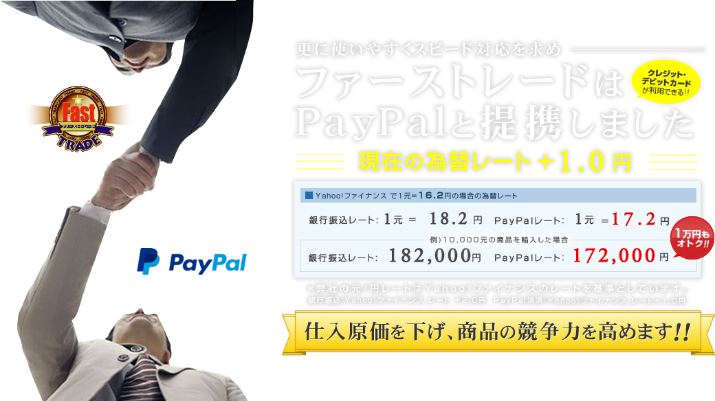 ファーストトレードはPayPalと提携しました